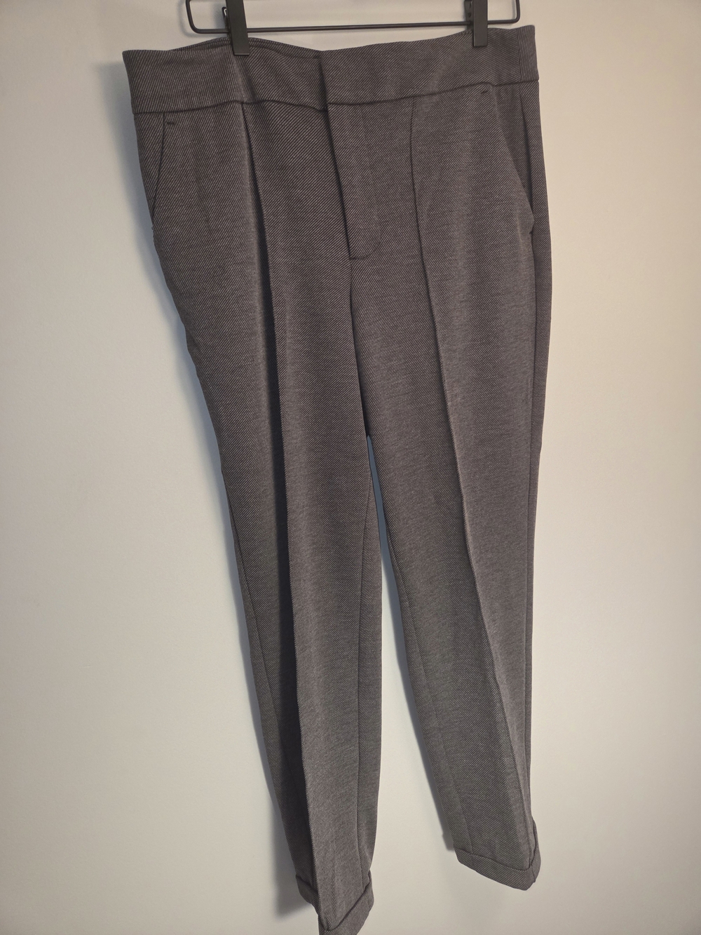 Nine West Tapered Fit Dress Pants Grey Textured Cuffed Ankle Slacks 14.